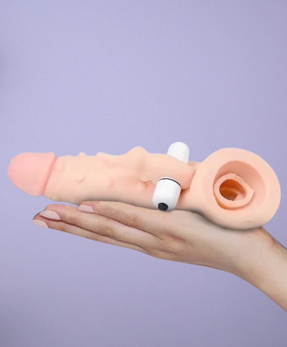 Vibrating 9" Jumbo Condom with Bullet – Enhanced Pleasure for Couples